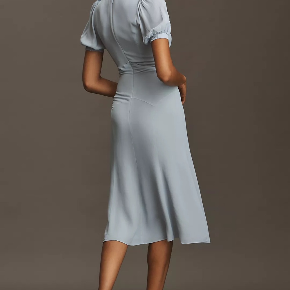 NWT Reformation x Anthropologie Delia Bow Midi Dress Light Blue Size 4 - Picture 3 of 12